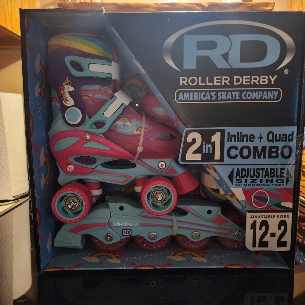 Kids' 2-in-1 Inline & Quad Combo Skates - Pink and Blue